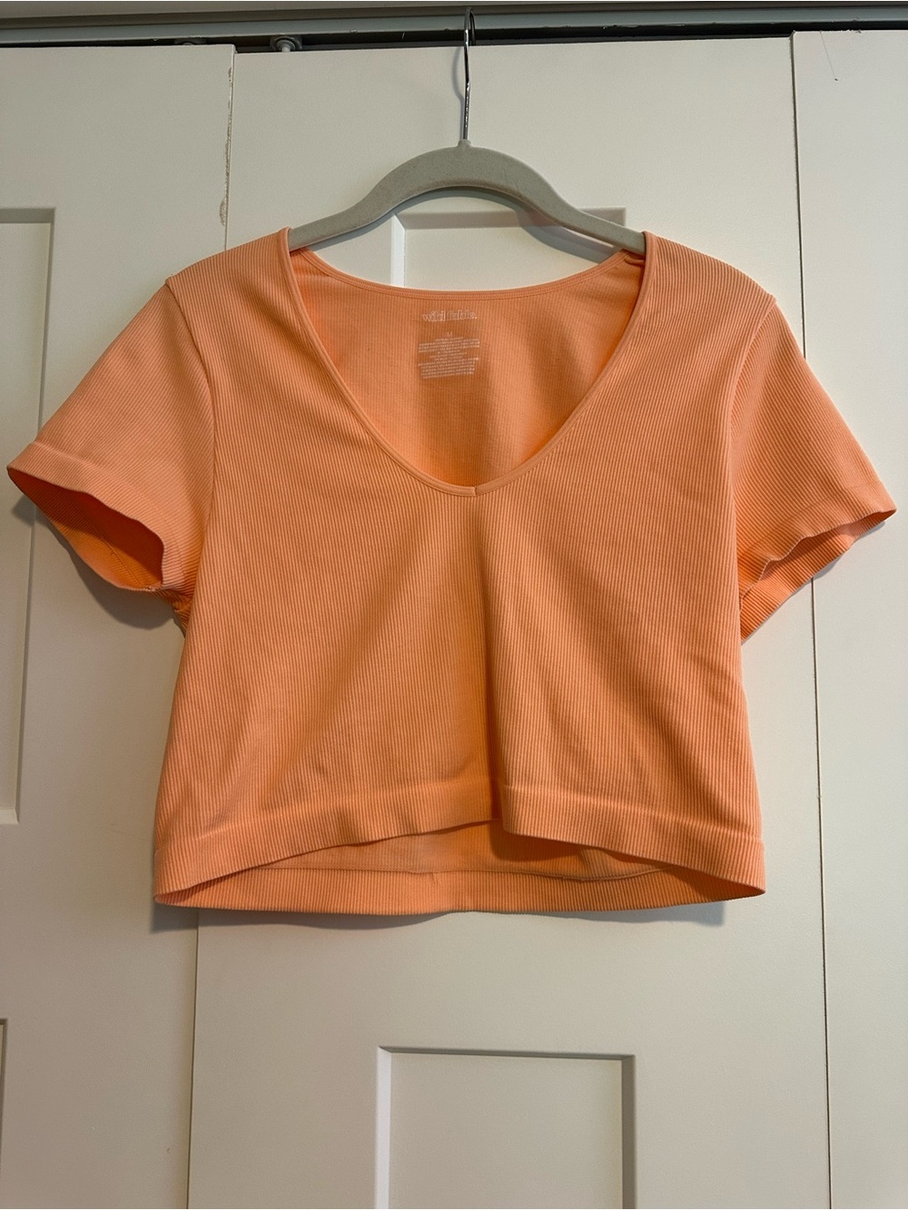 wild fable Peach Ribbed Scoop Neck Crop Top
